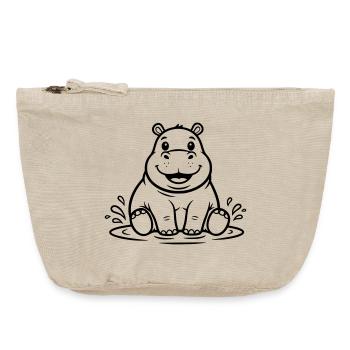 Süßes Baby Hippo Wasser Comic Vektor - Vintage Reißverschluss-Täschchen (18 x 21 cm) - Vintage Sand  - Vorne