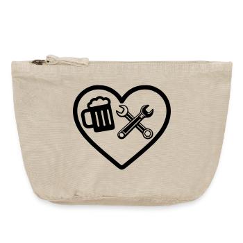 Heart Beer Mechaniker Autohumor - Vintage Reißverschluss-Täschchen (18 x 21 cm) - Vintage Sand  - Vorne