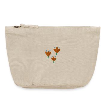 Tulipes brodées - Pochette zippée vintage 18 x 21 cm - sable vintage  - Devant