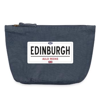 Ortsschild von Edinburgh - Vintage Reißverschluss-Täschchen (18 x 21 cm) - Vintage Denim - Vorne