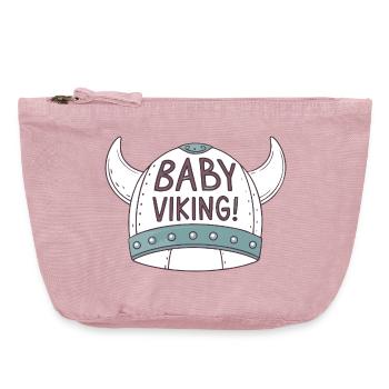 Bébé Viking Casque Illustré - Pochette zippée vintage 18 x 21 cm - rose vintage - Devant