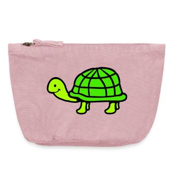 Schildkröte langer Hals lächelt glücklich lustig - Vintage Reißverschluss-Täschchen (18 x 21 cm) - Vintage Rosa - Vorne