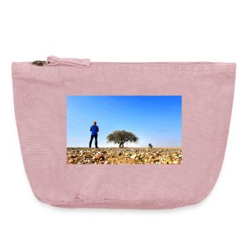 Solitary Explorer with Tree and Bike - Vintage Zip Pouch 18 x 21 cm - vintage rose - Front
