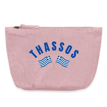 Thassos Drapeaux Grecs Croisés - Pochette zippée vintage 18 x 21 cm - rose vintage - Devant