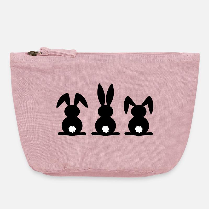 Kaninchen-Silhouette. Frohe Ostern oder Osterfeier. Ei. - Vintage Reißverschluss-Täschchen (18 x 21 cm) - Vintage Rosa