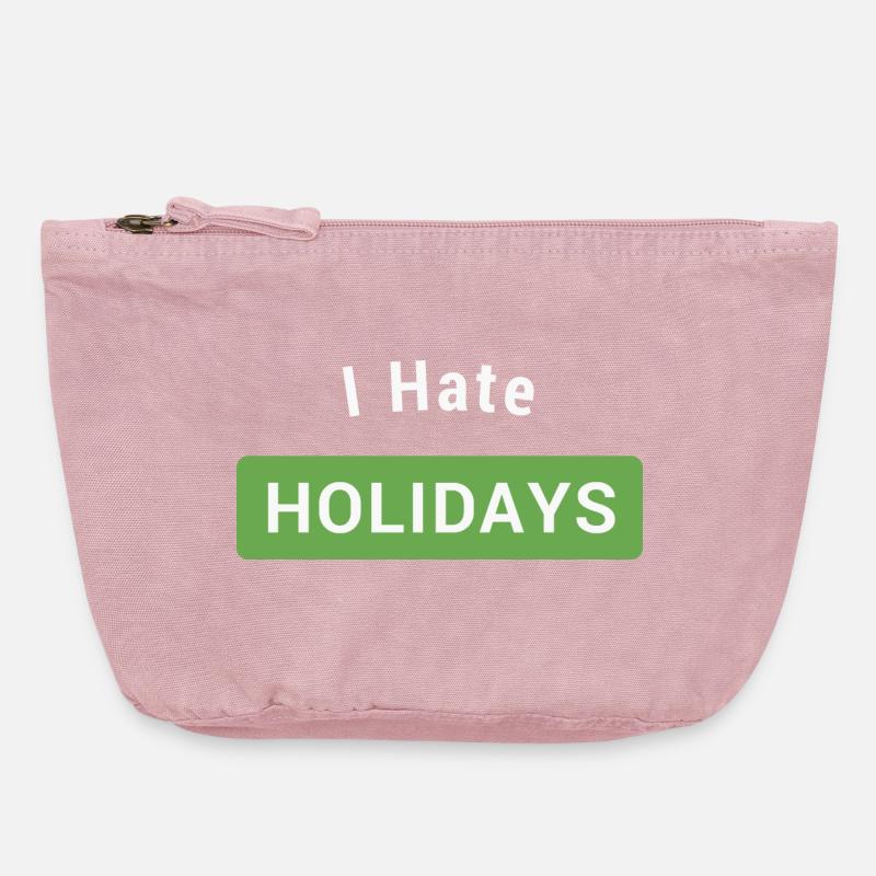 I hate holidays - Pochette zippée vintage 18 x 21 cm - rose vintage