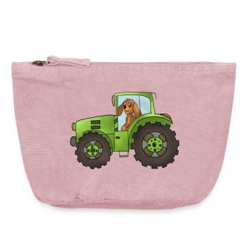Hund mit Trecker - Vintage Reißverschluss-Täschchen (18 x 21 cm) - Vintage Rosa - Vorne