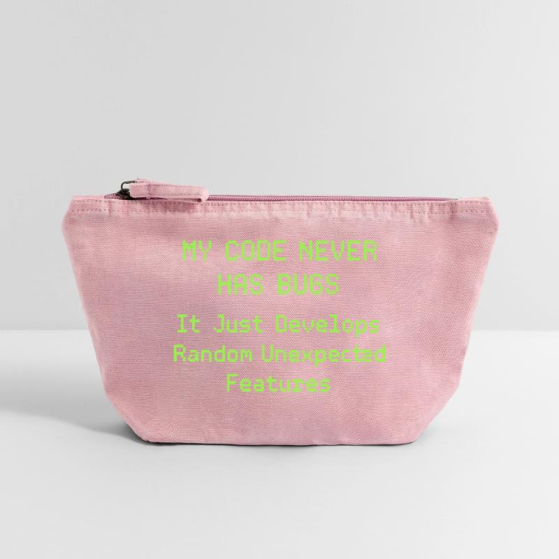Mon code n’a jamais de bugs, il se développe simplement de manière aléatoire Pochette zippée vintage 18 x 21 cm