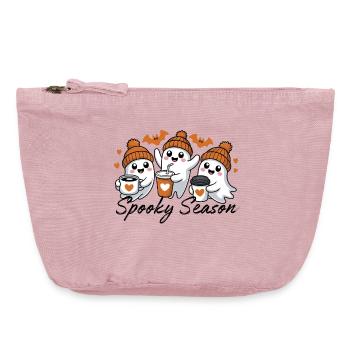 👻 Spooky Season – Sweet Ghosts with Coffee 🎃 - Vintage Zip Pouch 18 x 21 cm - vintage rose - Front