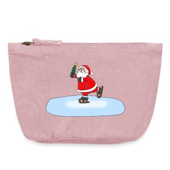 Weihnachtsmann Schlittschuhlaufend - Vintage Reißverschluss-Täschchen (18 x 21 cm) - Vintage Rosa - Vorne
