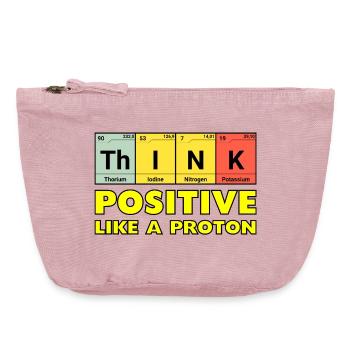 Penser positif, comme un proton - Pochette zippée vintage 18 x 21 cm - rose vintage - Devant