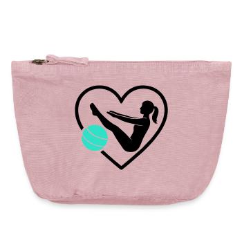 Pilates Coeur Femmes Silhouette Fitness Bien-être - Pochette zippée vintage 18 x 21 cm - rose vintage - Devant