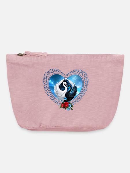 Schwarzer Schwan und Weißer Schwan - Vintage Reißverschluss-Täschchen (18 x 21 cm) - Vintage Rosa