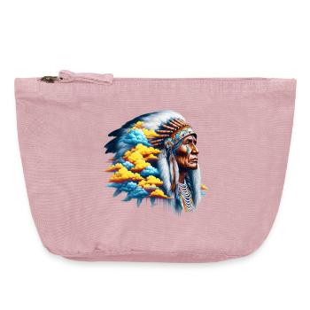 Amérindien Américain - Pochette zippée vintage 18 x 21 cm - rose vintage - Devant