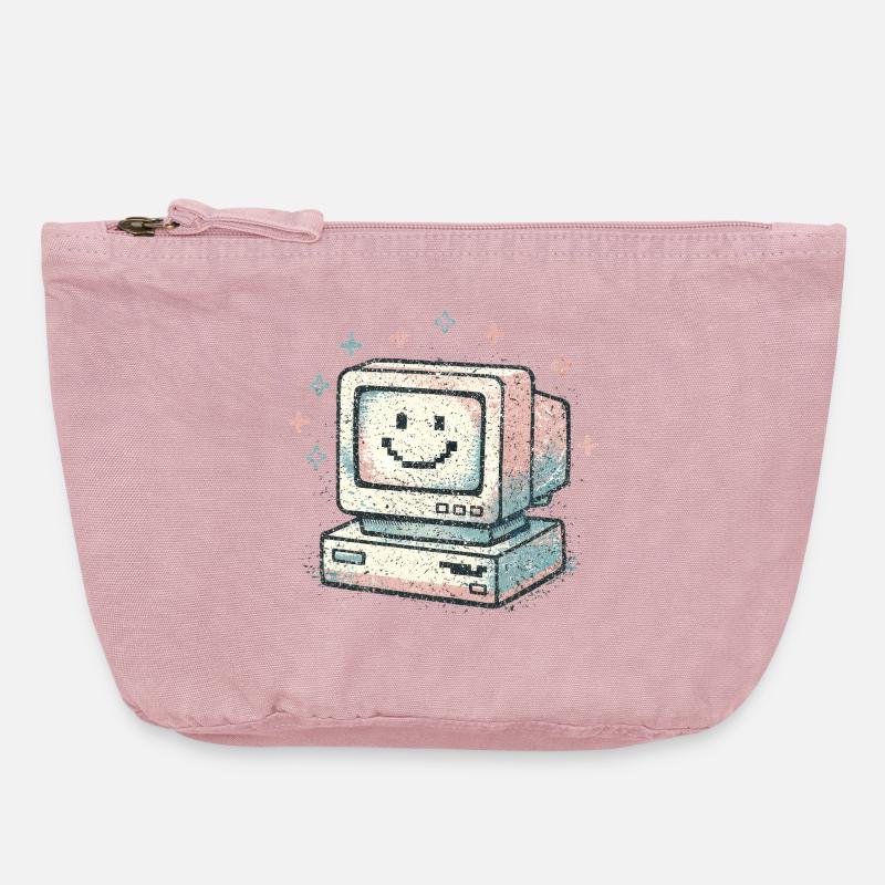Süßer Retro-Computer Vintage 80s Tech Style - Vintage Reißverschluss-Täschchen (18 x 21 cm) - Vintage Rosa