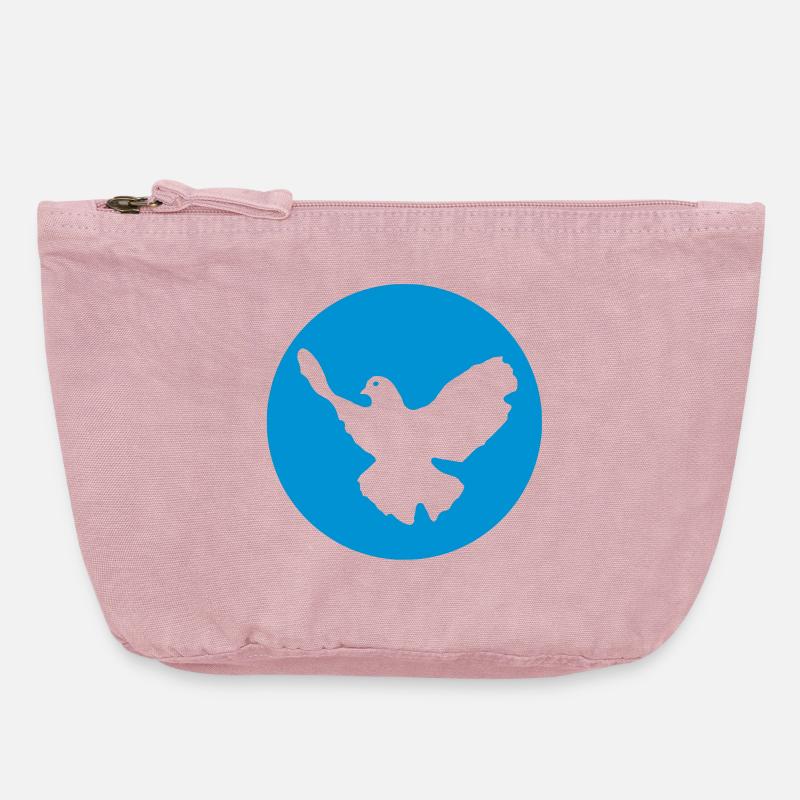 paix - colombe - Pochette zippée vintage 18 x 21 cm - rose vintage