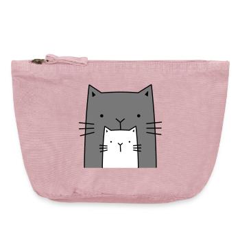 two cats - big and small cat - Vintage Zip Pouch 18 x 21 cm - vintage rose - Front