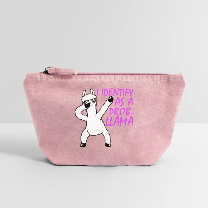 I Identify As A Probllama Cool Lama Problem Spruch Vintage Zip Pouch 18 x 21 cm