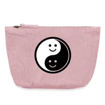 Yin Yang mit Smileys | Positive Balance Symbol - Vintage Reißverschluss-Täschchen (18 x 21 cm) - Vintage Rosa - Vorne