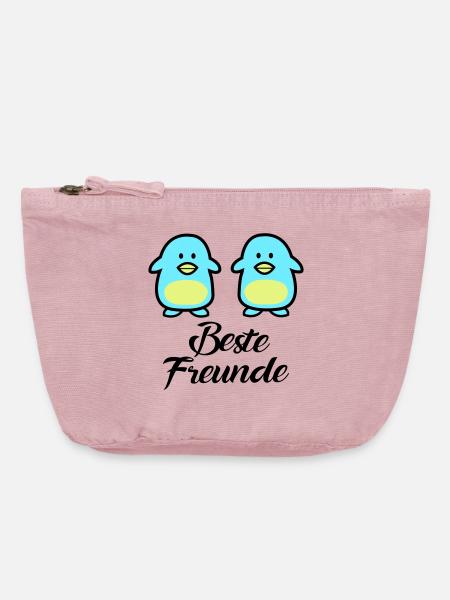 Pinguine Beste Freunde - Vintage Reißverschluss-Täschchen (18 x 21 cm) - Vintage Rosa