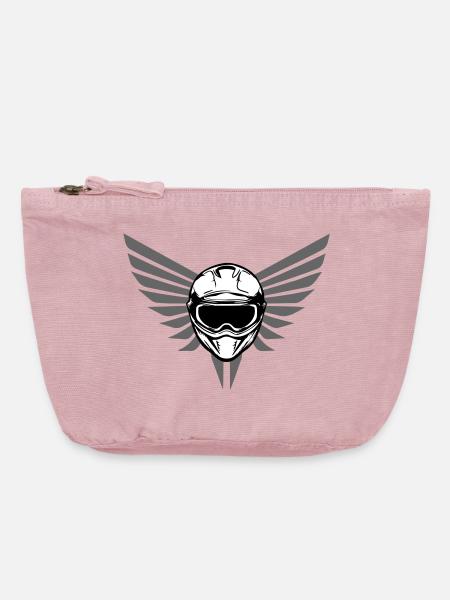 Motocross motorcycle helmet with wings - Vintage Zip Pouch 18 x 21 cm - vintage rose