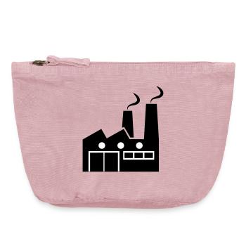 Abstract geometric line art of a factory - Vintage Zip Pouch 18 x 21 cm - vintage rose - Front