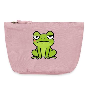 Sleepy Green Frog Cartoon - Vintage Zip Pouch 18 x 21 cm - vintage rose - Front