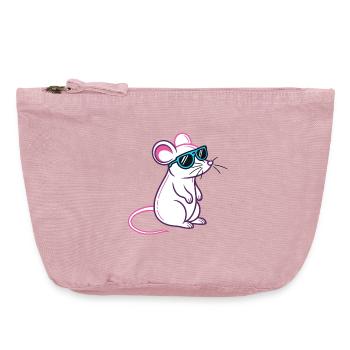 Maus Retro Blaue Brille - Vintage Reißverschluss-Täschchen (18 x 21 cm) - Vintage Rosa - Vorne