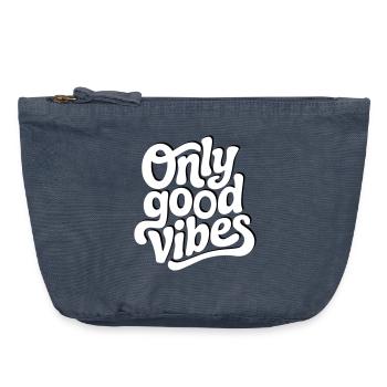 Conception de lettrage à la main Positive Vibes - Pochette zippée vintage 18 x 21 cm - vintage bleu jeans - Devant