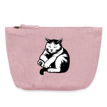 Schlafende Katzen-Silhouette - Vintage Reißverschluss-Täschchen (18 x 21 cm) - Vintage Rosa - Vorne