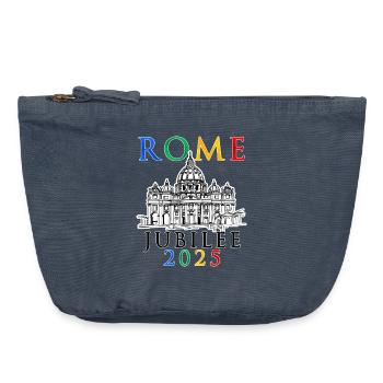 Rome 2025 Jubilé et Vatican Saint-Pierre v5 - Pochette zippée vintage 18 x 21 cm - vintage bleu jeans - Devant