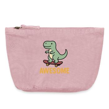 Lässiger Dinosaurier auf Skateboard - Vintage Reißverschluss-Täschchen (18 x 21 cm) - Vintage Rosa - Vorne