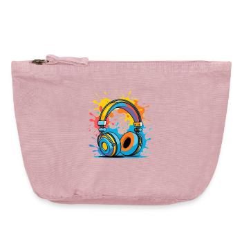 Colorful Headphones Splash Design - Vintage Zip Pouch 18 x 21 cm - vintage rose - Front