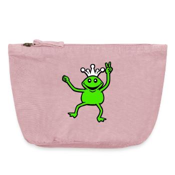 Couronne de grenouille Roi Conte de fées Prince Princesse Paix - Pochette zippée vintage 18 x 21 cm - rose vintage - Devant