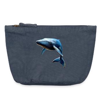 Baleine bleue Baleine Baleines bleues Baleines Chant Baleine Plongeur Baleines Océan - Pochette zippée vintage 18 x 21 cm - vintage bleu jeans - Devant
