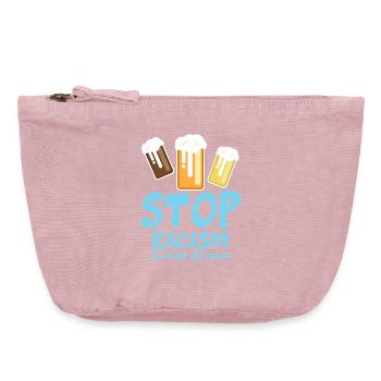 Stop Racism All Beers are Equal - funny saying - Vintage Zip Pouch 18 x 21 cm - vintage rose - Front