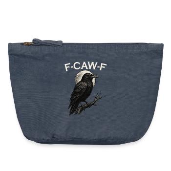 F-Caw-F Crow Drôle de corbeau FCAWF F Caw F - Pochette zippée vintage 18 x 21 cm - vintage bleu jeans - Devant