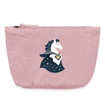 Unicorn with cape, magic in the heart - Vintage Zip Pouch 18 x 21 cm - vintage rose - Front