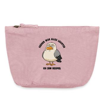 Früher war alles leichter - Möwe Spruch - Vintage Reißverschluss-Täschchen (18 x 21 cm) - Vintage Rosa - Vorne