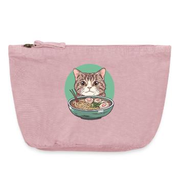 Cat with Ramen: Noodle Purring - Vintage Zip Pouch 18 x 21 cm - vintage rose - Front