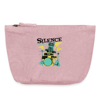 Katze Drummer - Vintage Reißverschluss-Täschchen (18 x 21 cm) - Vintage Rosa - Vorne