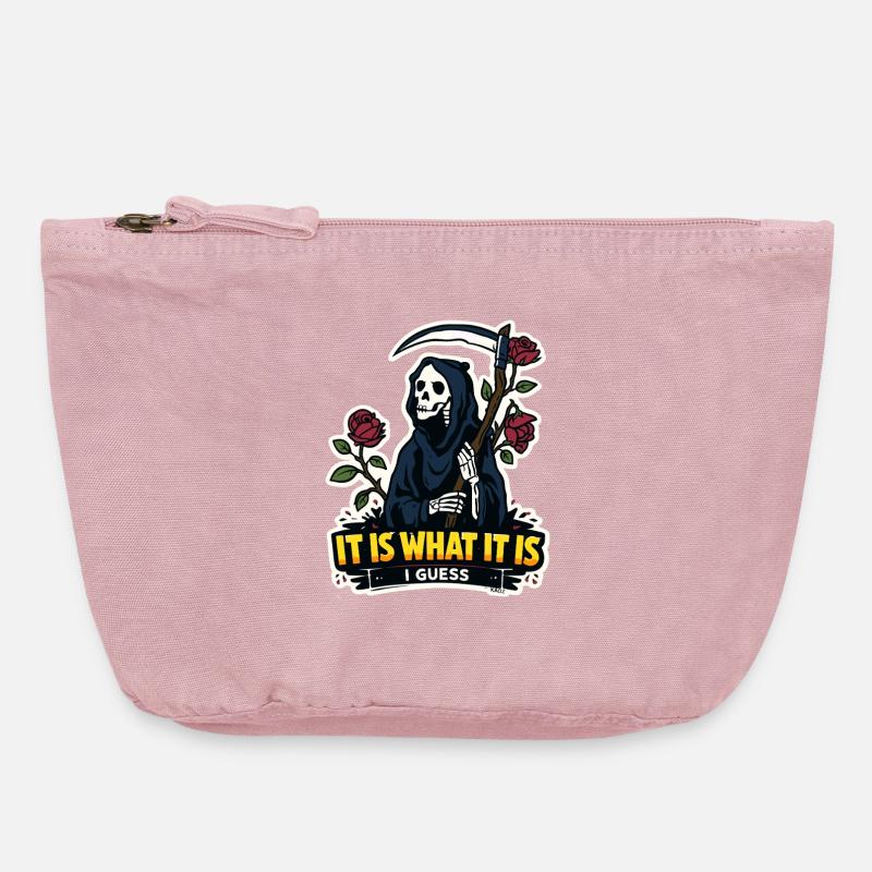 Sensenmann mit Rosen-Meme - Vintage Reißverschluss-Täschchen (18 x 21 cm) - Vintage Rosa