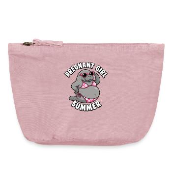 Fille enceinte, été, plage, lamantin, désir - Pochette zippée vintage 18 x 21 cm - rose vintage - Devant