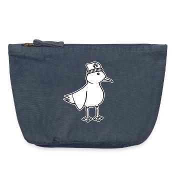 Möwe Anarchie – Freche maritim Hipster Küstenkunst - Vintage Reißverschluss-Täschchen (18 x 21 cm) - Vintage Denim - Vorne