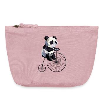 Panda on penny-farthing – retro meets animal love - Vintage Zip Pouch 18 x 21 cm - vintage rose - Front