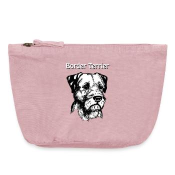 Border Terrier Portrait - Pochette zippée vintage 18 x 21 cm - rose vintage - Devant