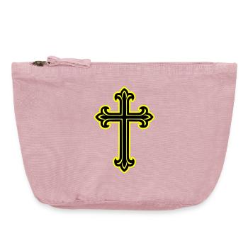 Symbole de croix chrétien - Pochette zippée vintage 18 x 21 cm - rose vintage - Devant