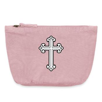 Symbole de croix chrétien - Pochette zippée vintage 18 x 21 cm - rose vintage - Devant