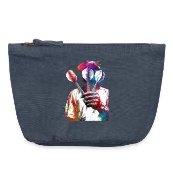 Dart Player Sports Art #darts #sport - Vintage Zip Pouch 18 x 21 cm - vintage denim - Front