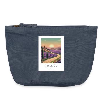 Lavender Field Provence France - Vintage Zip Pouch 18 x 21 cm - vintage denim - Front